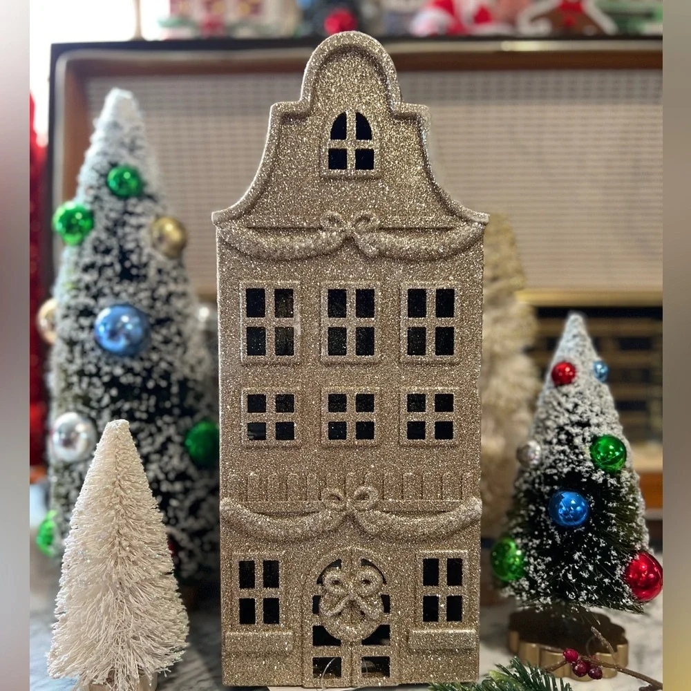 ✨NEW⚜️Target Wondershop Gold Glitter Christmas Village Building🎄